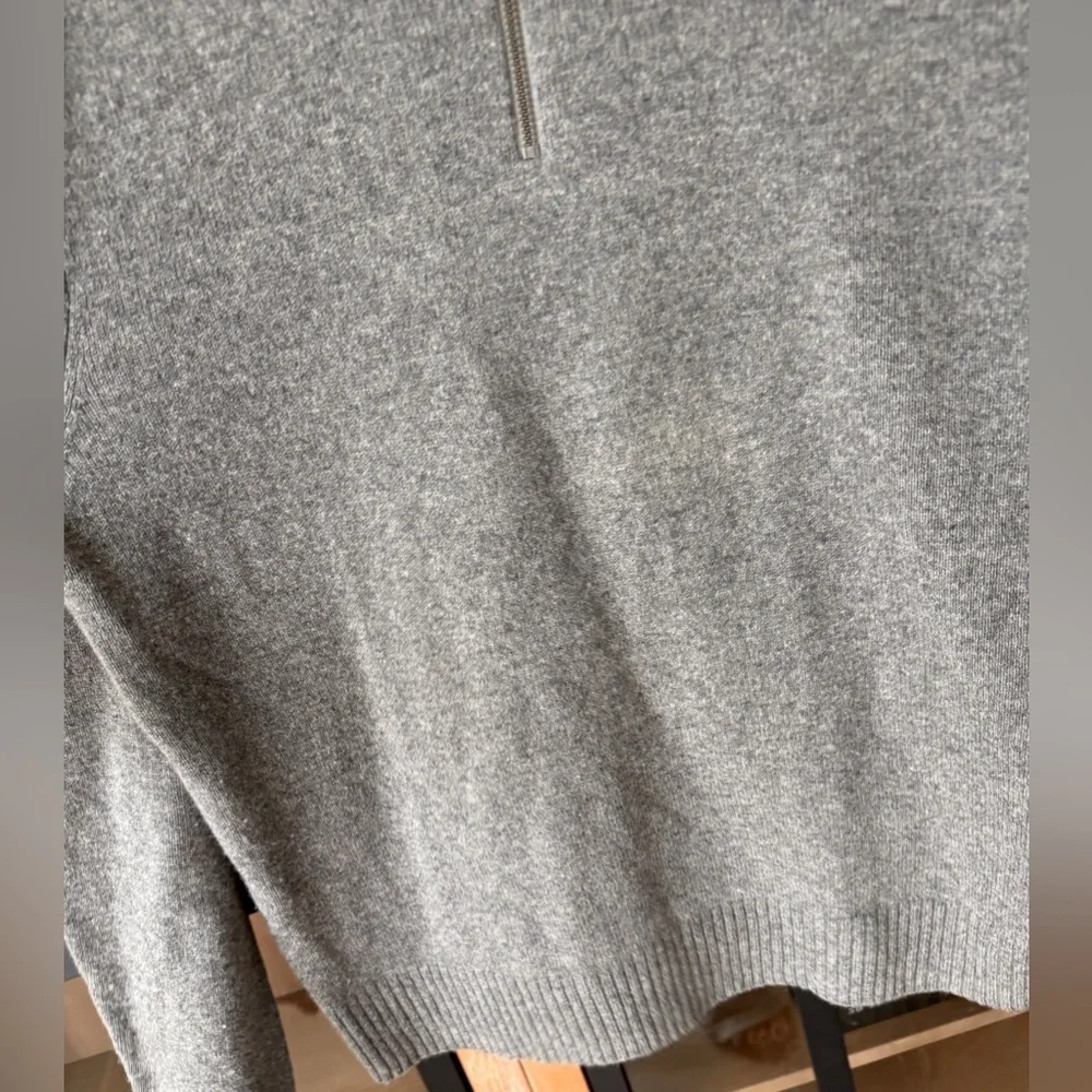 J. Crew merino wool half-zip sweater rib knit heather grey 1/4 Marled rugged